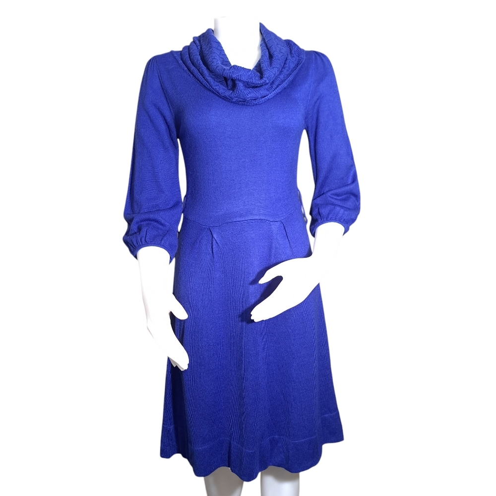 Alyx dress Women's Blue Midi Dress/Sweater Style Cowl Neck S 3/4 qrt Sleeves‎